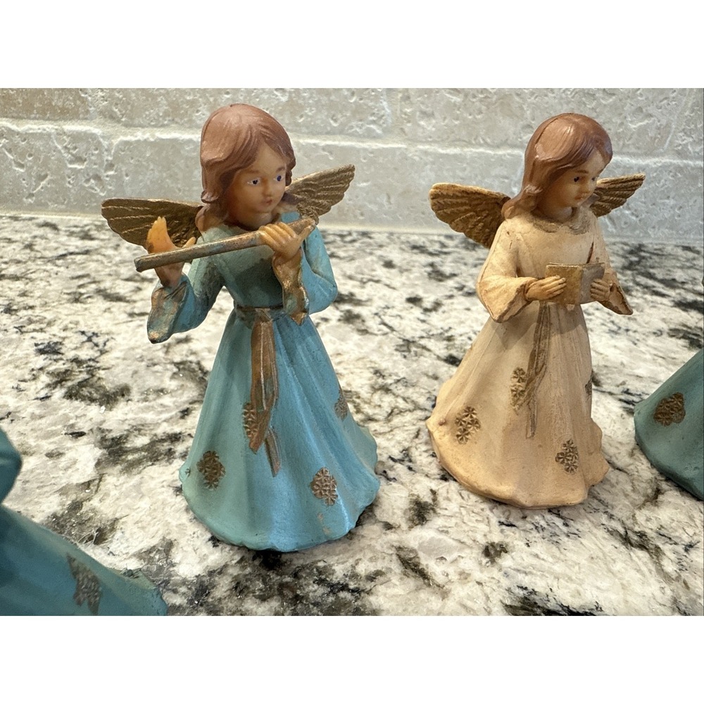 5 Vtg Art Plastics Angel Figurine Ornament Lot British Hong Kong Songbook Flute - Picture 5 of 9